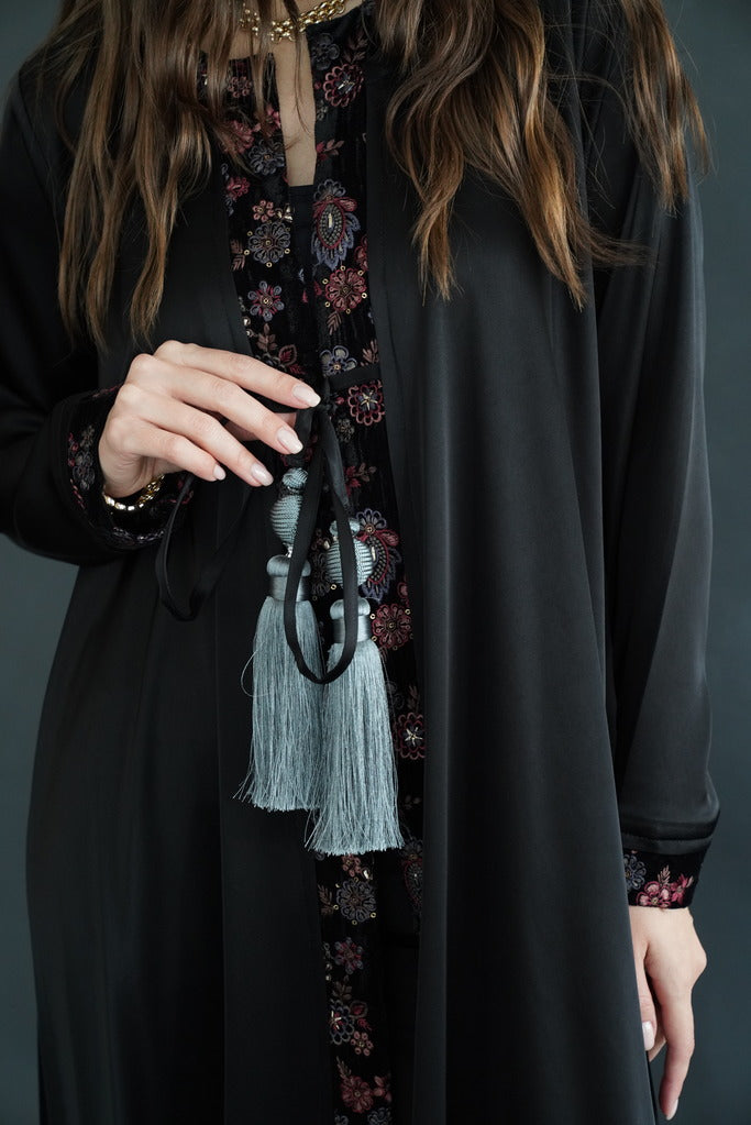 Embroidered Maroon Velvet & Silk