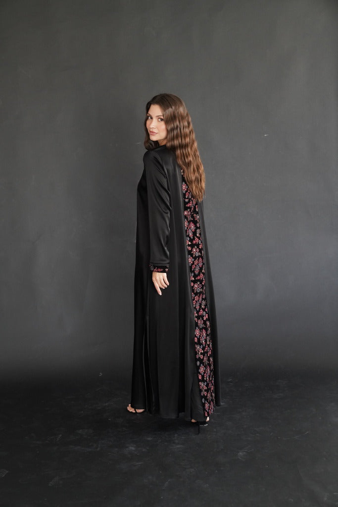 Embroidered Maroon Velvet & Silk