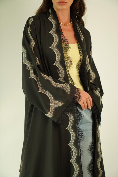 Black - Beige Printed Dentail