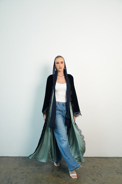 16 - navy & turquoise velvet