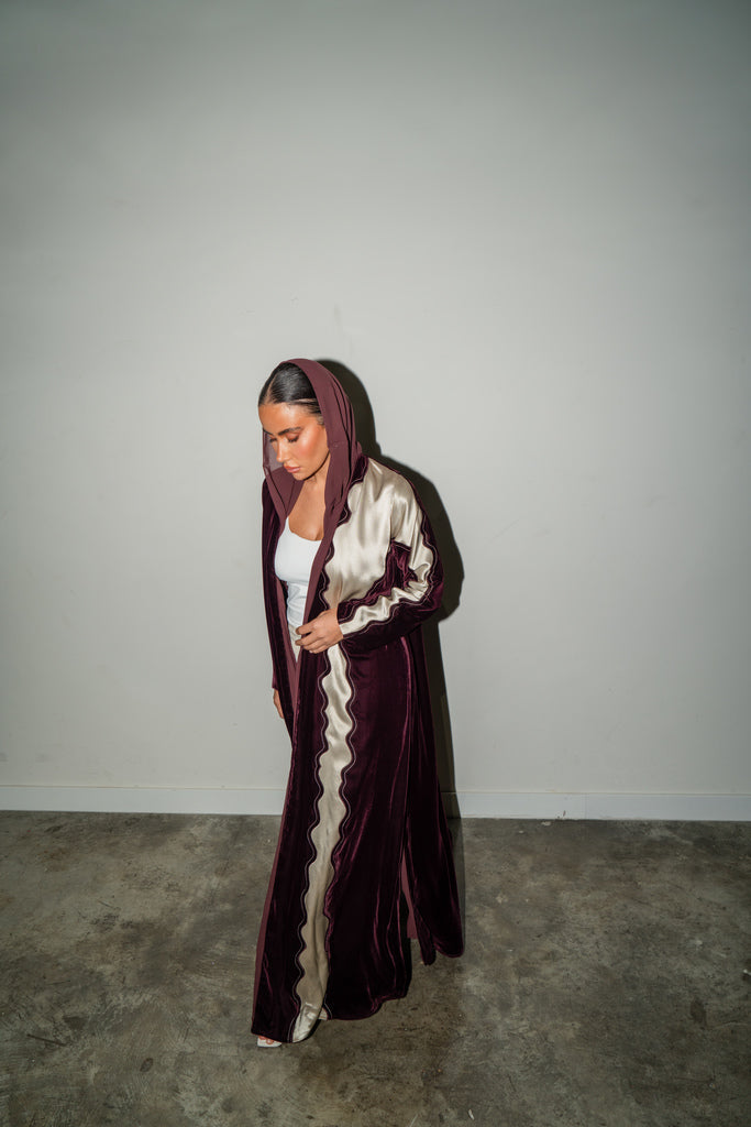Maroon and Beige Velvet