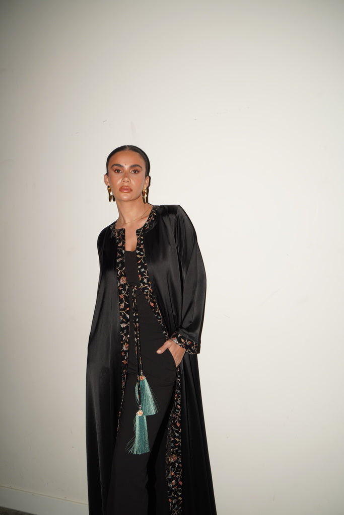 Embroidered Black Velvet + Silk.