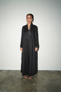 Embroidered Black Linen